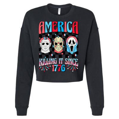 Funny America Killing IT Since 1776 Horror 4th Of July USA Cropped Pullover Crew