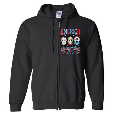 Funny America Killing IT Since 1776 Horror 4th Of July USA Full Zip Hoodie