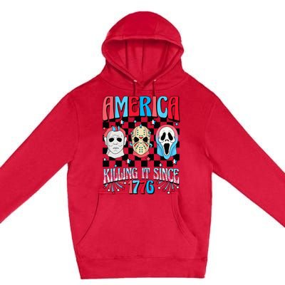 Funny America Killing IT Since 1776 Horror 4th Of July USA Premium Pullover Hoodie