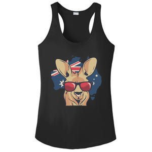 Funny Australian Kangaroo Animal Wearing Sunglasses Ladies PosiCharge Competitor Racerback Tank