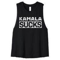 Funny Anti Kamala Harris 24 Pro Trump 2024 Kamala Sucks Women's Racerback Cropped Tank