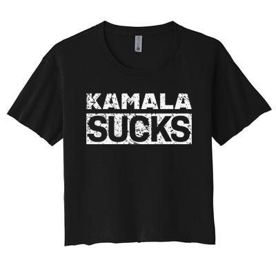 Funny Anti Kamala Harris 24 Pro Trump 2024 Kamala Sucks Women's Crop Top Tee