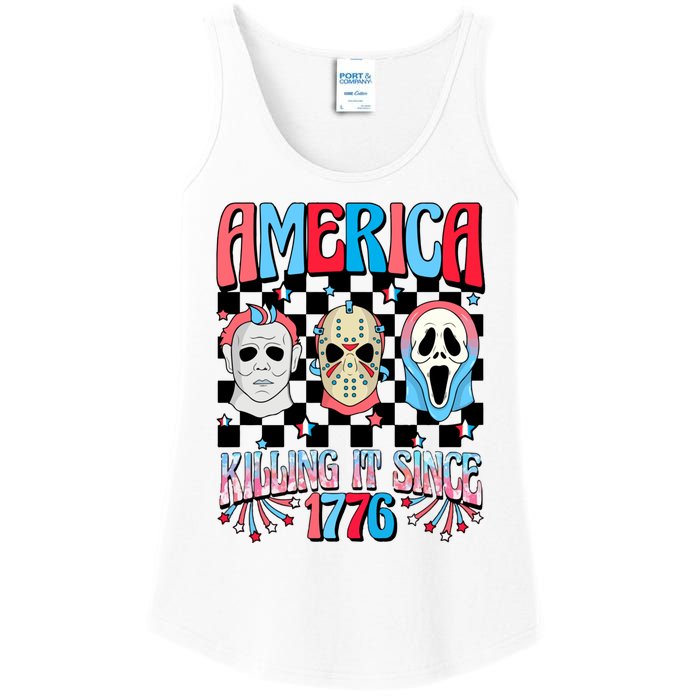 Funny America Killing IT Since 1776 Horror 4th Of July USA Ladies Essential Tank