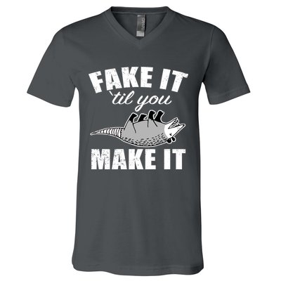 Fake It Or Make It Opossum V-Neck T-Shirt
