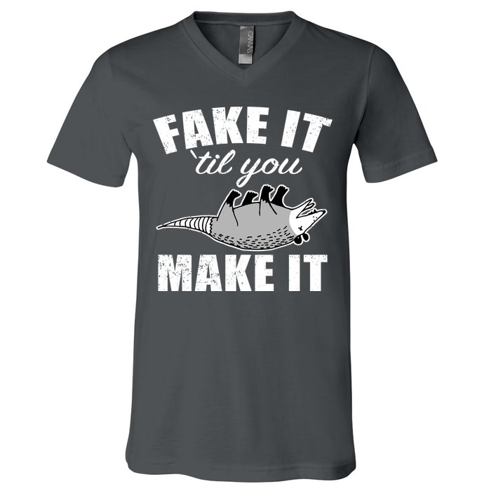 Fake It Or Make It Opossum V-Neck T-Shirt