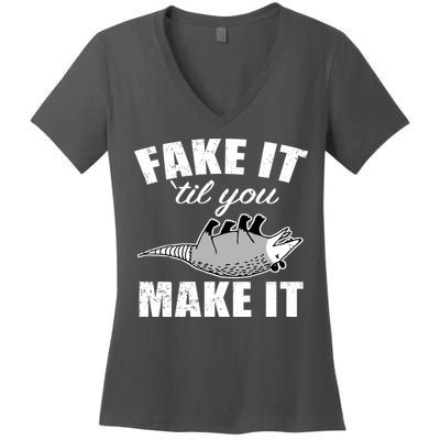 Fake It Or Make It Opossum Women's V-Neck T-Shirt