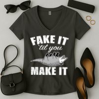 Fake It Or Make It Opossum Women's V-Neck T-Shirt