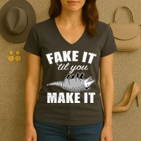 Fake It Or Make It Opossum Women's V-Neck T-Shirt