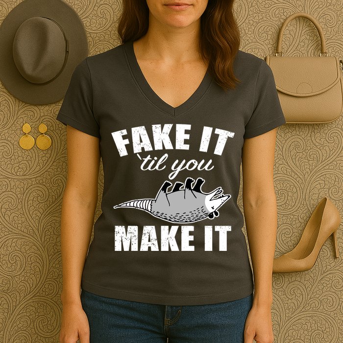 Fake It Or Make It Opossum Women's V-Neck T-Shirt