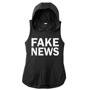 Fake News Bold Text Ladies PosiCharge Tri-Blend Wicking Draft Hoodie Tank