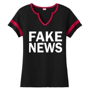 Fake News Bold Text Ladies Halftime Notch Neck Tee