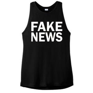 Fake News Bold Text Ladies PosiCharge Tri-Blend Wicking Tank