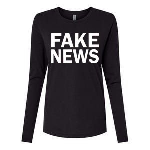 Fake News Bold Text Womens Cotton Relaxed Long Sleeve T-Shirt