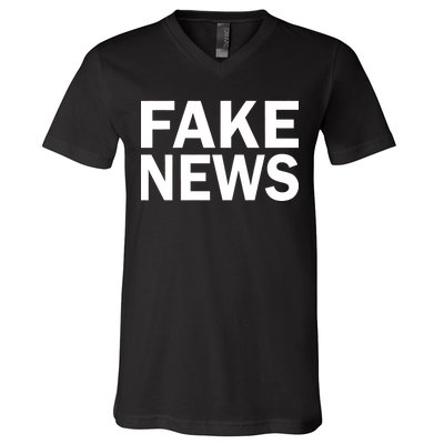 Fake News Bold Text V-Neck T-Shirt