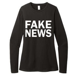 Fake News Bold Text Womens CVC Long Sleeve Shirt