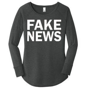 Fake News Bold Text Women's Perfect Tri Tunic Long Sleeve Shirt