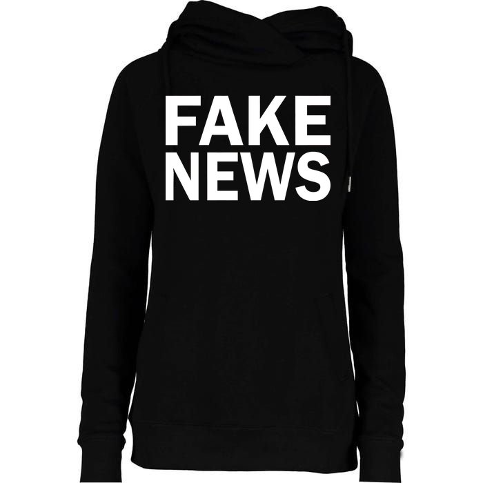 Fake News Bold Text Womens Funnel Neck Pullover Hood