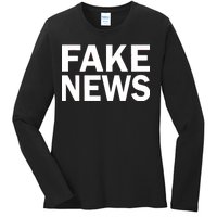 Fake News Bold Text Ladies Long Sleeve Shirt