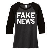 Fake News Bold Text Women's Tri-Blend 3/4-Sleeve Raglan Shirt