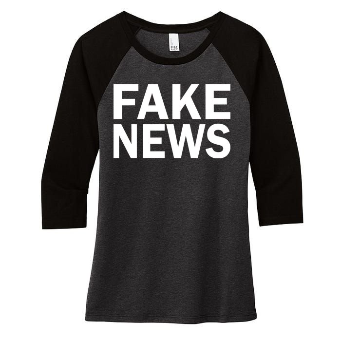 Fake News Bold Text Women's Tri-Blend 3/4-Sleeve Raglan Shirt