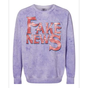 Fake News Distressed Text Colorblast Crewneck Sweatshirt