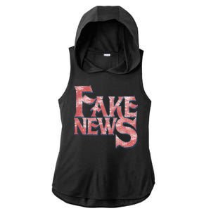 Fake News Distressed Text Ladies PosiCharge Tri-Blend Wicking Draft Hoodie Tank