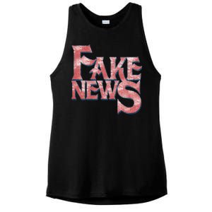 Fake News Distressed Text Ladies PosiCharge Tri-Blend Wicking Tank