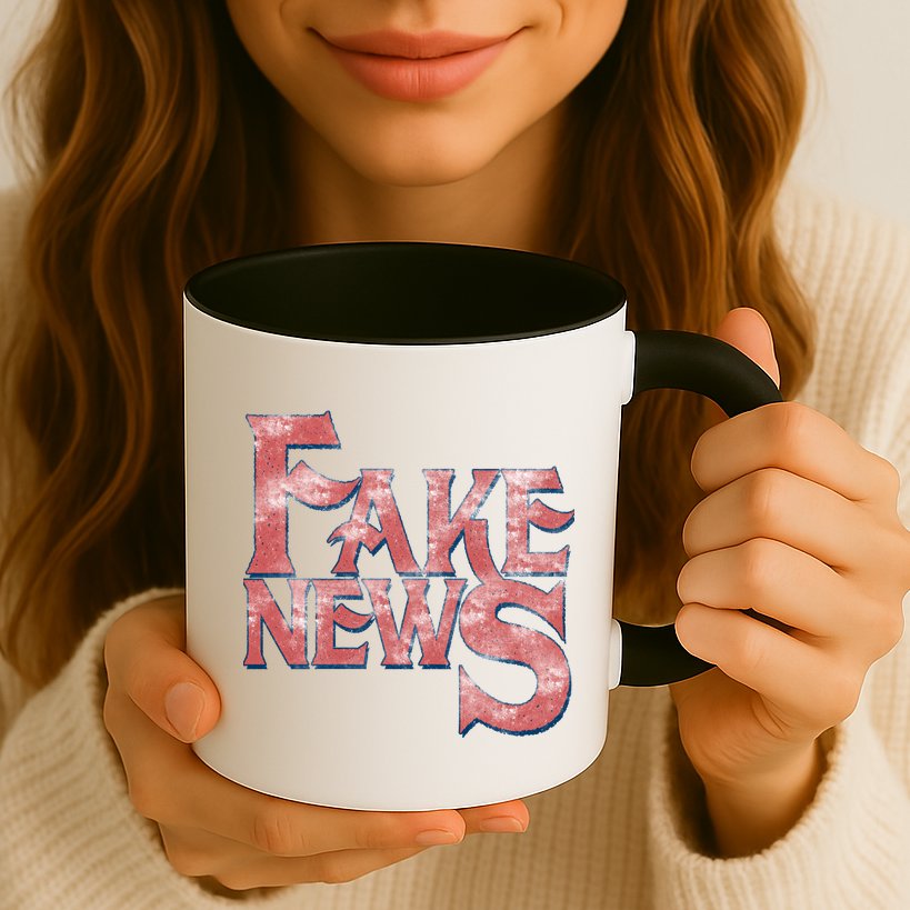 Fake News Distressed Text Mug