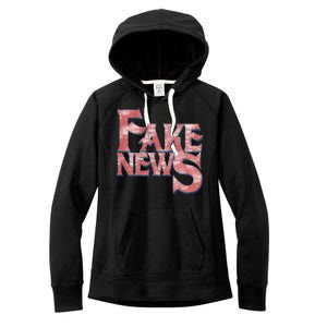 Fake News Distressed Text Women's Fleece Hoodie