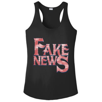 Fake News Distressed Text Ladies PosiCharge Competitor Racerback Tank