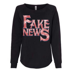 Fake News Distressed Text Womens California Wash Sweatshirt