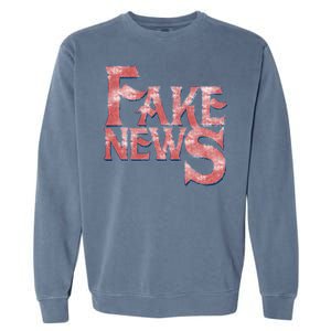 Fake News Distressed Text Garment-Dyed Sweatshirt