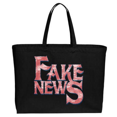 Fake News Distressed Text Cotton Canvas Jumbo Tote