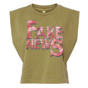 Fake News Distressed Text Garment-Dyed Women's Muscle Tee