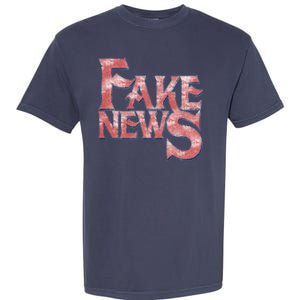 Fake News Distressed Text Garment-Dyed Heavyweight T-Shirt