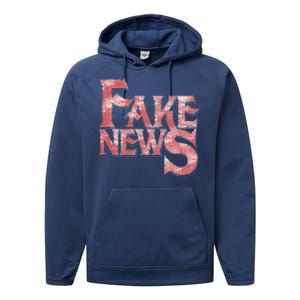 Fake News Distressed Text Performance Fleece Hoodie