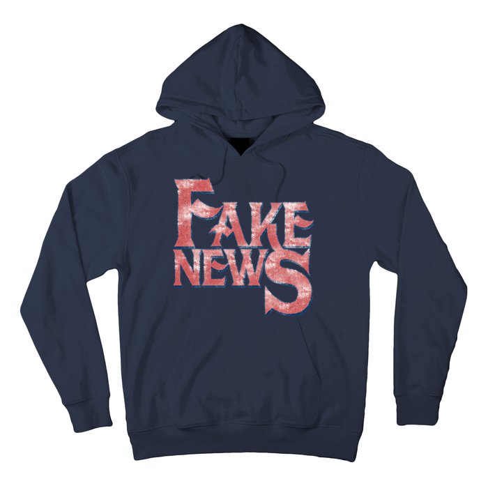 Fake News Distressed Text Hoodie