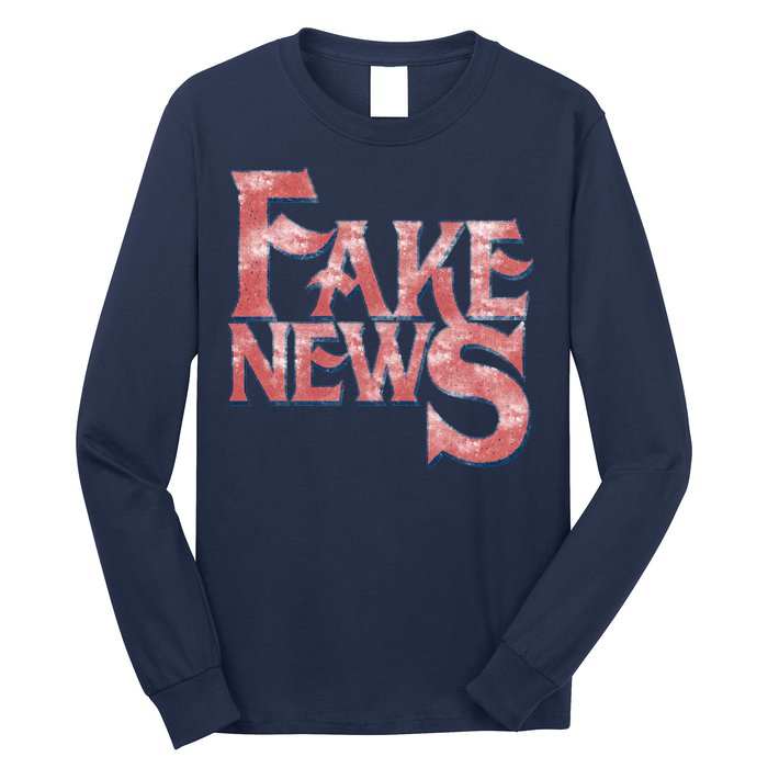 Fake News Distressed Text Long Sleeve Shirt