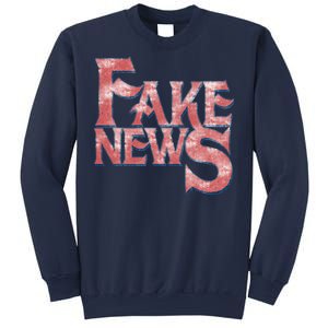 Fake News Distressed Text Sweatshirt