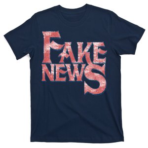 Fake News Distressed Text T-Shirt