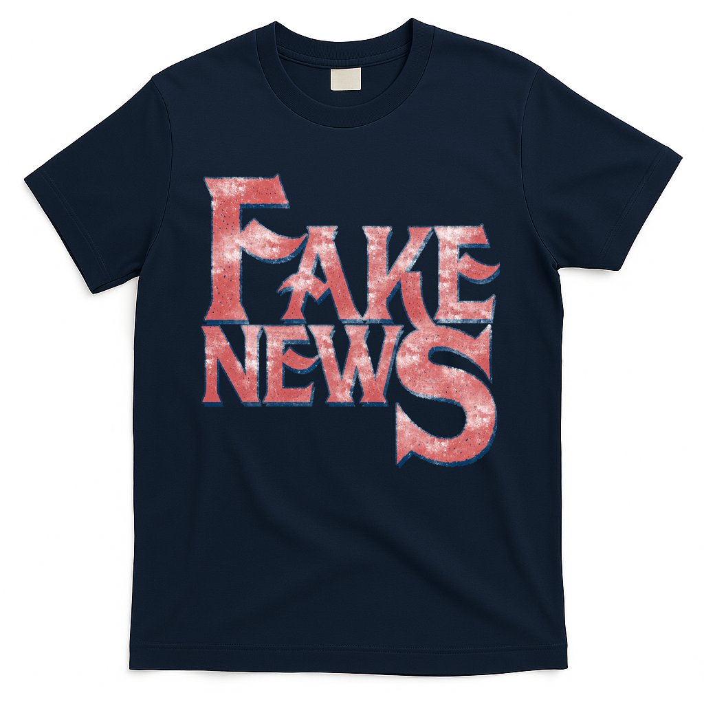 Fake News Distressed Text T-Shirt