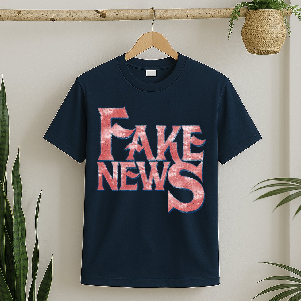Fake News Distressed Text T-Shirt