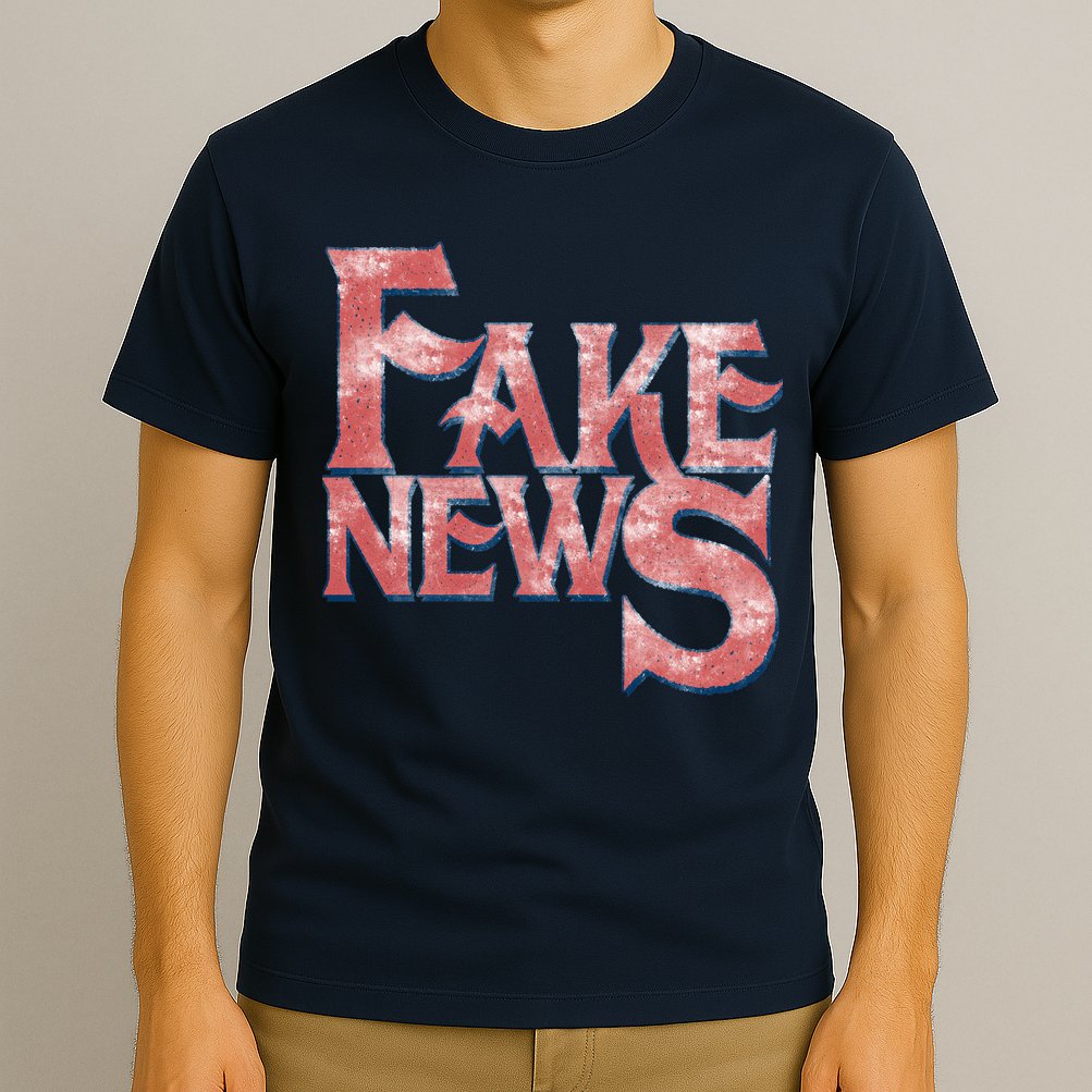 Fake News Distressed Text T-Shirt