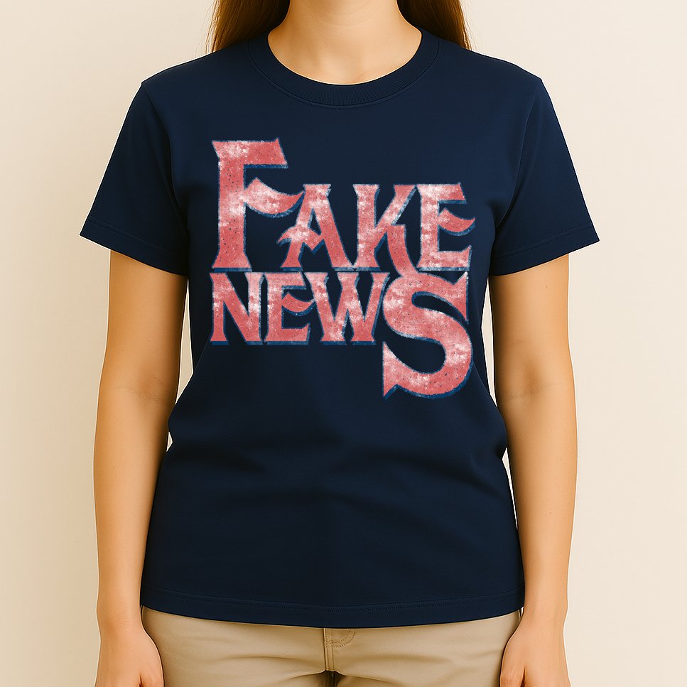 Fake News Distressed Text T-Shirt