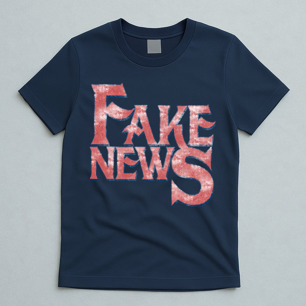 Fake News Distressed Text T-Shirt