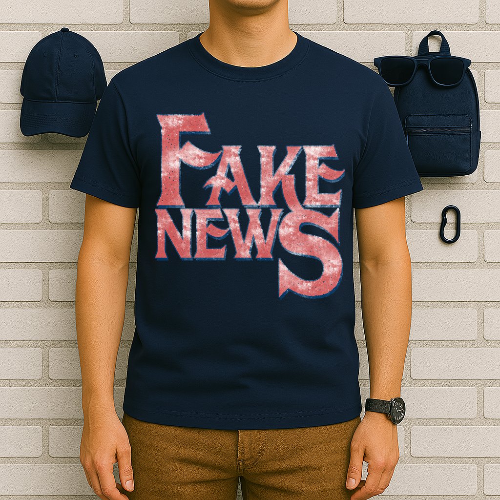 Fake News Distressed Text T-Shirt