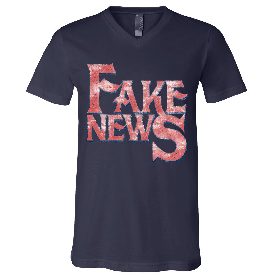 Fake News Distressed Text V-Neck T-Shirt