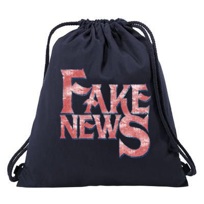 Fake News Distressed Text Drawstring Bag