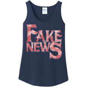 Fake News Distressed Text Ladies Essential Tank