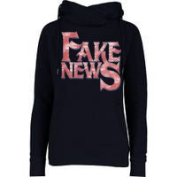 Fake News Distressed Text Womens Funnel Neck Pullover Hood